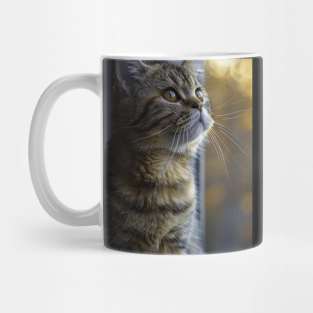 the cat is looking out the window Mug